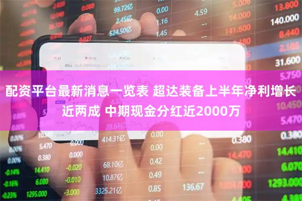 配资平台最新消息一览表 超达装备上半年净利增长近两成 中期现金分红近2000万